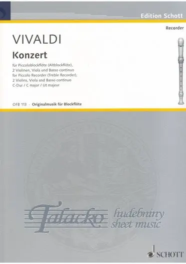 Concerto C major RV 443 for Piccolo Recorder, 2 Violins, Viola and Basso continuo Bezpečná Platba