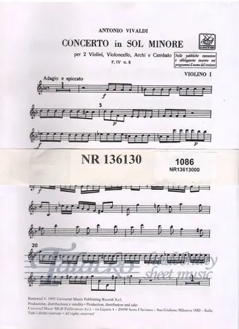 Výhodná Nabídka Concerto for 2 violins in G minor RV 578 (party)