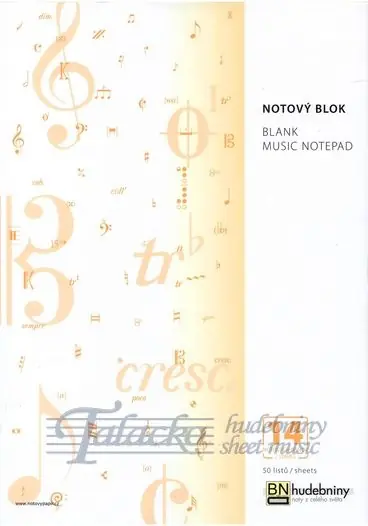 Odeslání Ihned Notový blok 14 notových osnov
