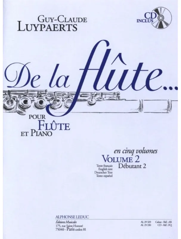 Guy-Claude Luypaerts De La Flute Vol. 2 (noty na příčnou flétnu, klavír)(+audio) Cenový Hit