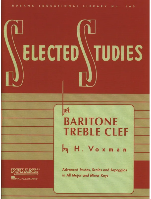 Oblíbený H. Voxman Selected Studies for Baritone T.C. (noty na baryton v houslovém klíči)