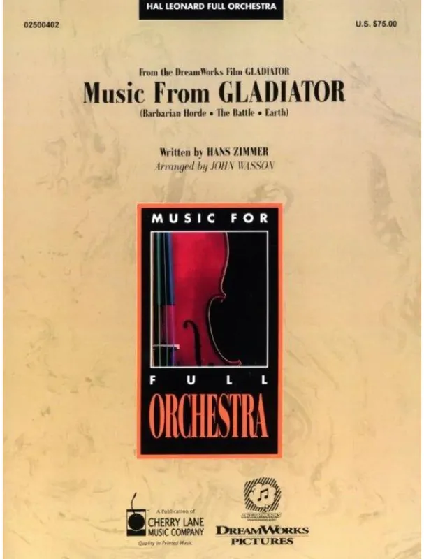 Hans Zimmer Music from Gladiator (noty pro symfonický orchestr, party, partitura) Sleva