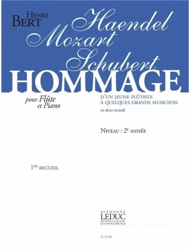 Přímo Od Výrobce Henri Bert Hommage dun jeune Flutiste Vol.1 (noty na příčnou flétnu, klavír)