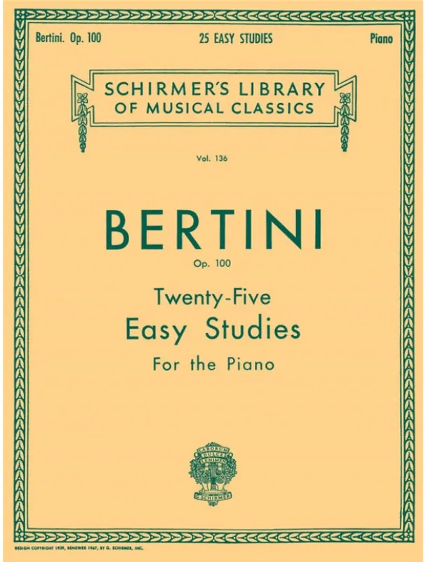 Rychlé Dodání Henri Bertini 25 Easy Studies, Op. 100 (noty na klavír)