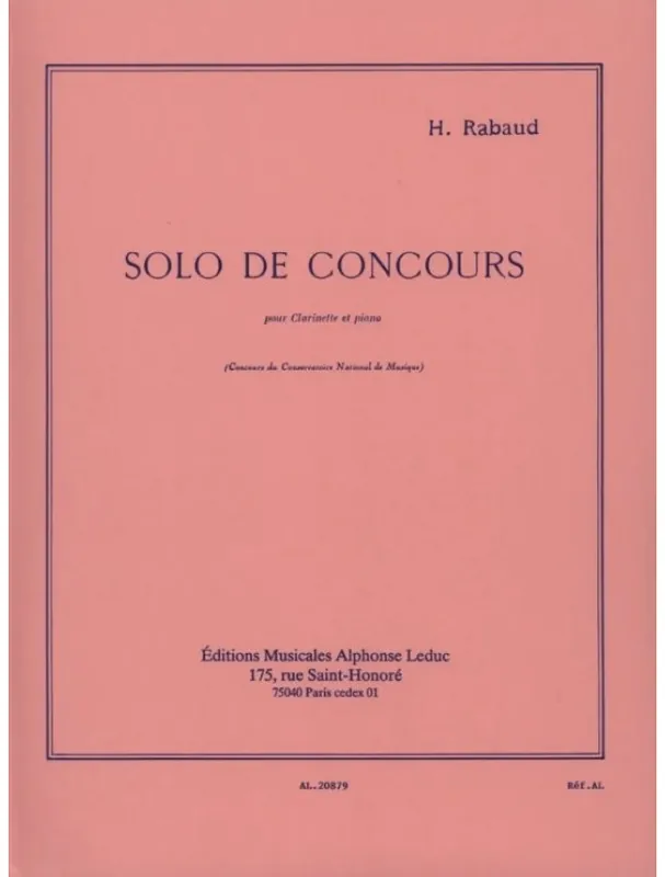 Henri Rabaud Solo De Concours (noty na klarinet, klavír) Levný