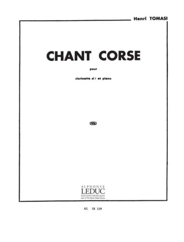 Henri Tomasi Chant corse (noty na klarinet, klavír) Oblíbený