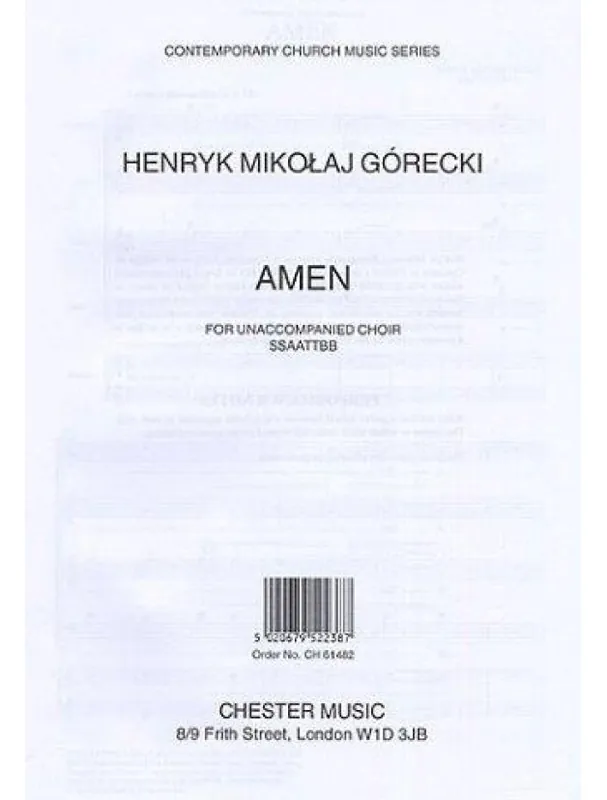 Cenově Výhodný Henryk Mikolaj Gorecki Amen (SSAATTBB) (noty na sborový zpěv SATB) - SADA 5 ks