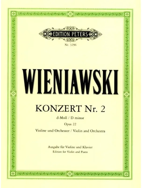 Dokud Zásoby Vydrží Henryk Wieniawski Concerto No.2 in D minor Op.22 (noty na housle, klavír)