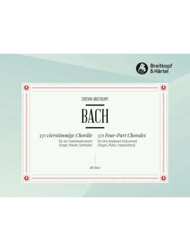 Odeslání Ihned J.S. Bach 371 Four–Part Chorales BWV 253-438 (noty na varhany)