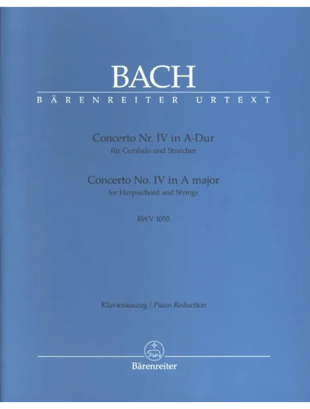 J.S. Bach Concerto No. IV in A major BWV 1055 (noty na čtyřruční klavír) Sleva