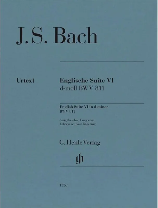 Nová Kolekce J.S. Bach English Suite no. 6 D minor BWV 811 - Without Fingering (noty na klavír)