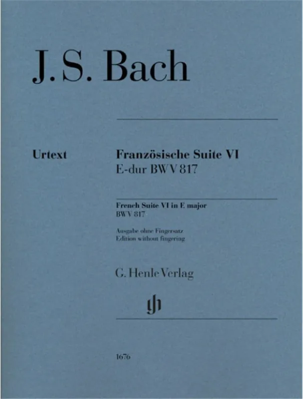 Autentický J.S. Bach French Suite VI in E Major BWV 817 (noty na klavír)