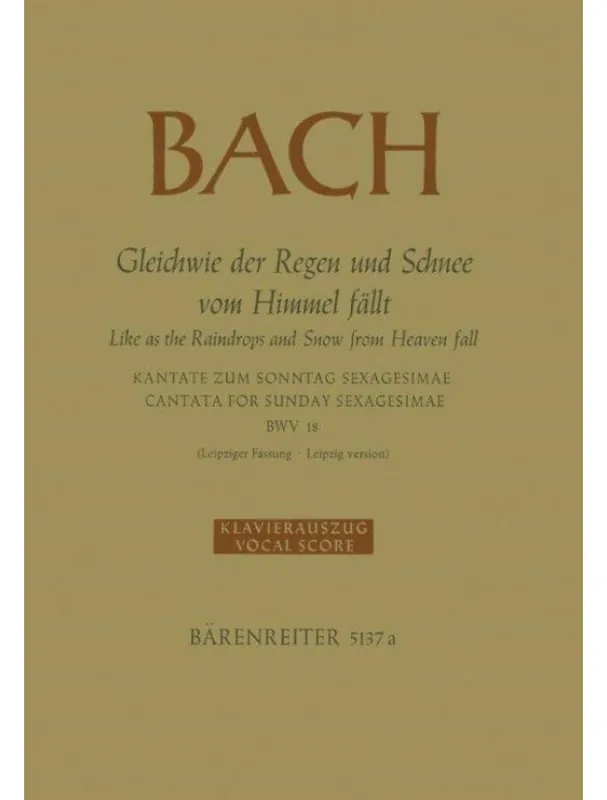J.S. Bach Gleichwie der Regen und Schnee vom Himmel fällt BWV 18 (noty na klavír, zpěv) Koupit Online