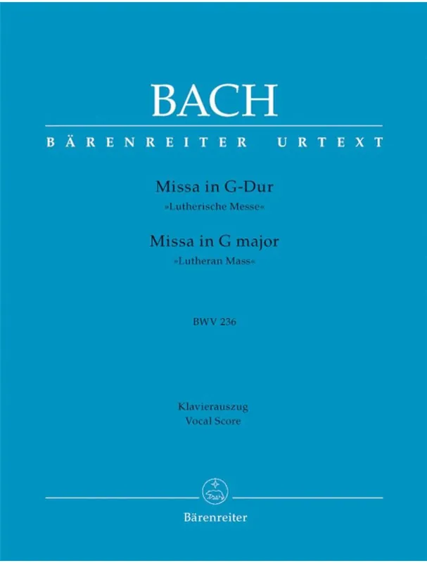 J.S. Bach Mass in G major BWV 236 Lutheran Mass 4 (noty na klavír, zpěv) Nová Kolekce