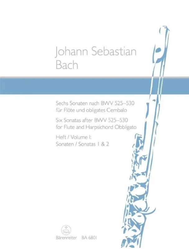 Tovární Cena J.S. Bach Sechs Sonaten für Flöte und obligates Cembalo 1 (noty na příčnou flétnu, klavír)