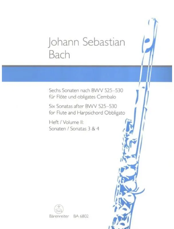 J.S. Bach Sechs Sonaten für Flöte und obligates Cembalo 2 (noty na příčnou flétnu, klavír) Časově Omezené