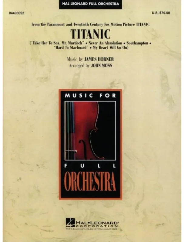 Tovární Cena James Horner Titanic (noty pro symfonický orchestr, party, partitura)