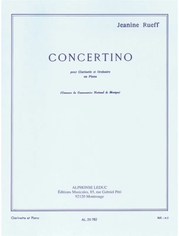 Víkendová Akce Jeanine Rueff Concertino Opus 15 (noty na klarinet, klavír)