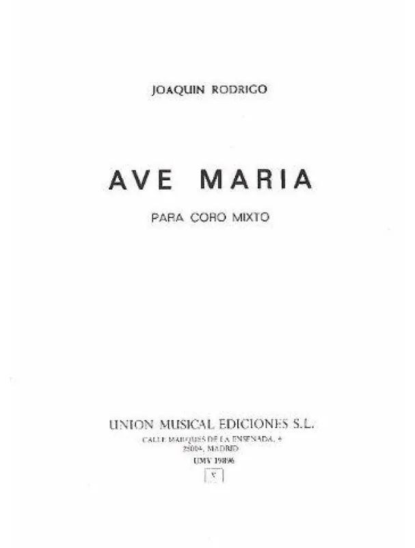 Nejprodávanější Joaquin Rodrigo Ave Maria (SATB) (noty pro sborový zpěv)