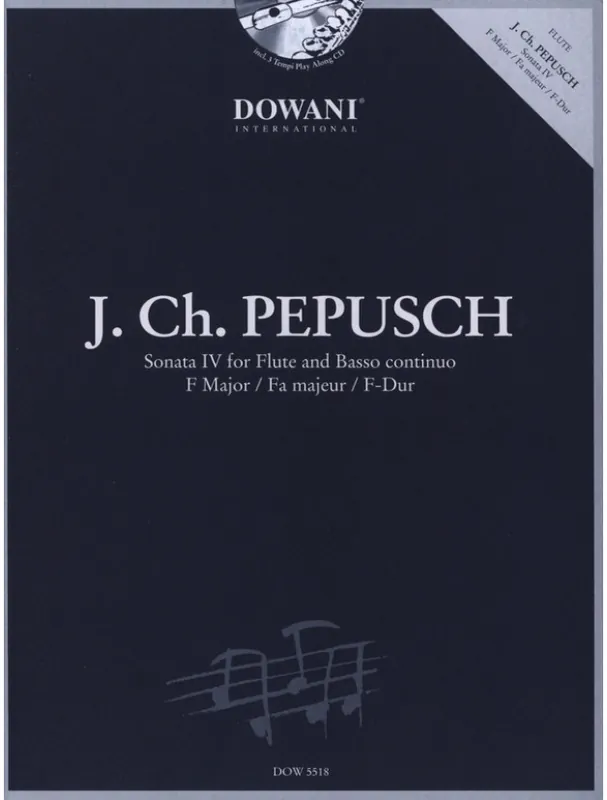 Johann Christoph Pepusch Sonata lV in F Major (noty na příčnou flétnu, basso continuo) (+audio) Vysoce Kvalitní