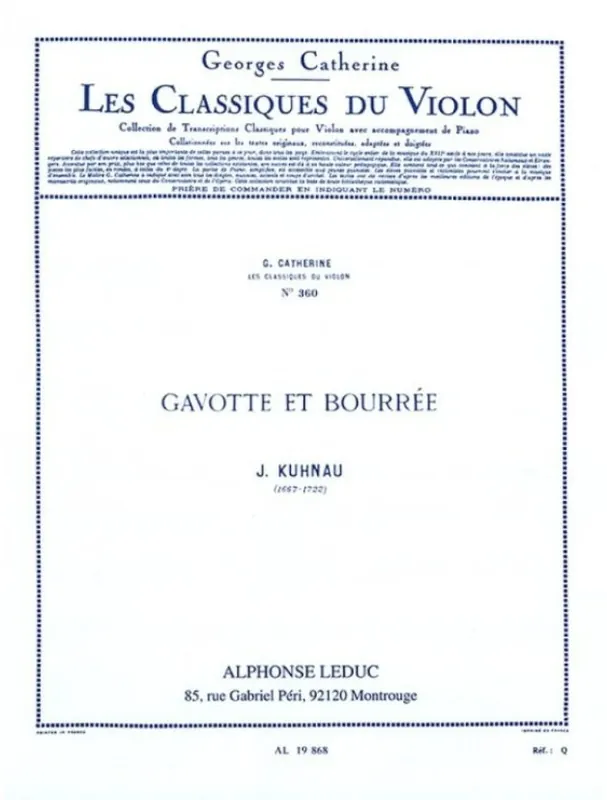 Johann Kuhnau Gavotte et Bourree (noty na housle, klavír) Dokud Zásoby Vydrží