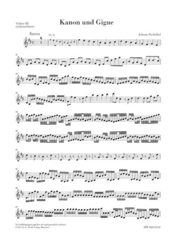 Johann Pachelbel Canon And Gigue In D - Violin 3 Part (noty na housle) Jen Po Omezenou Doba