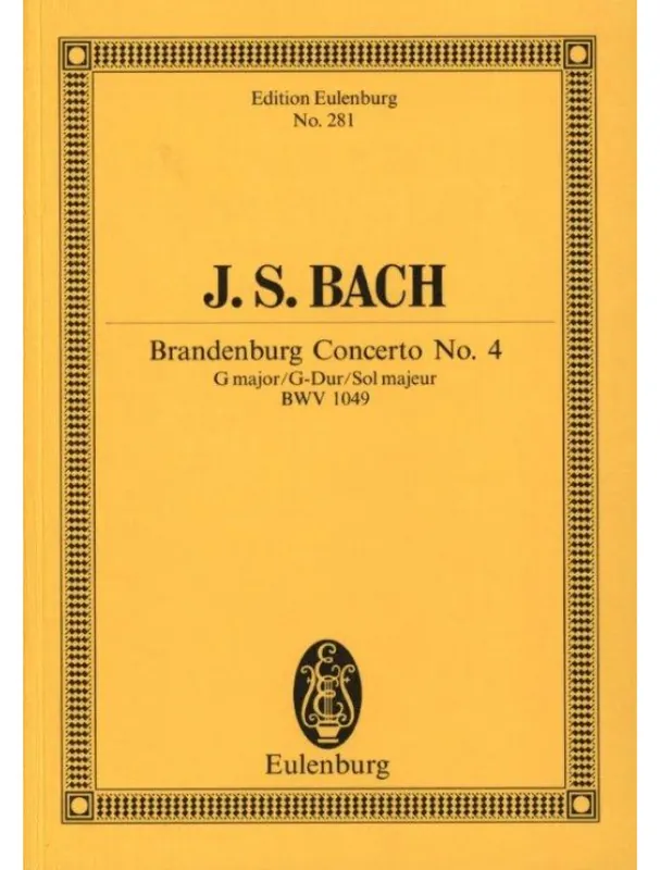 Autentický Johann Sebastian Bach Brandenburg Concerto No 4 In G Major (noty, partitura)