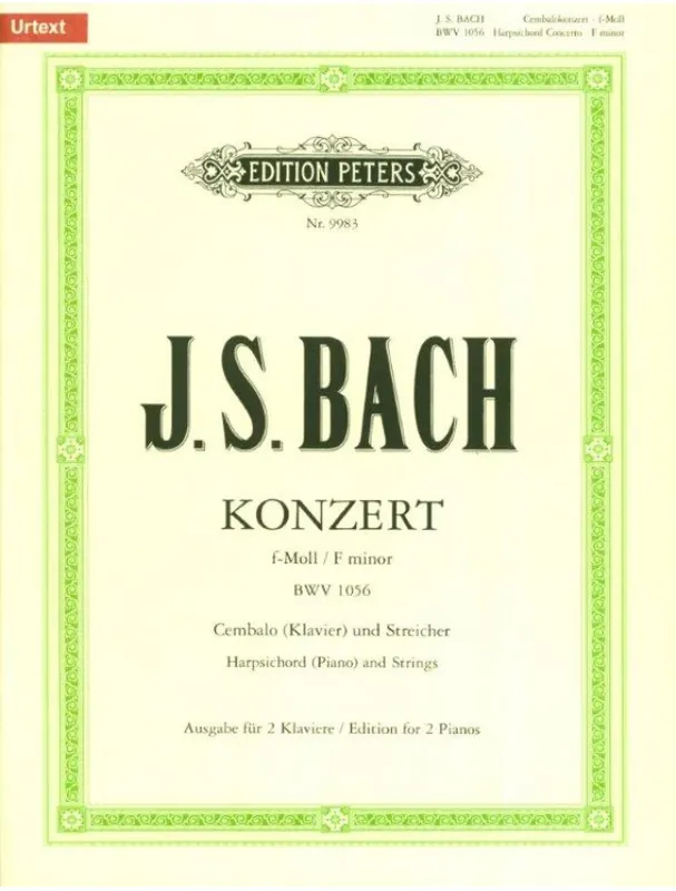 Johann Sebastian Bach Harpsichord Concerto No.5 In F Minor BWV 1056 (noty na klavír) Originální