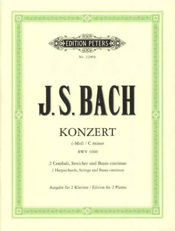 Oblíbený Johann Sebastian Bach Konzert c-Moll BWV 1060 (noty na čtyřruční klavír)