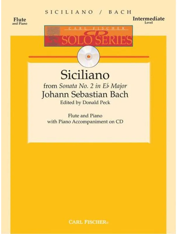 Johann Sebastian Bach Siciliano from Sonata No. 2 in Eb Major (noty na příčnou flétnu, klavír) (+audio) Oblíbený