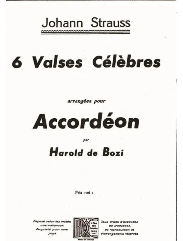 Akční Cena Johann Strauss 6 Valses Celebres (noty na akordeon)