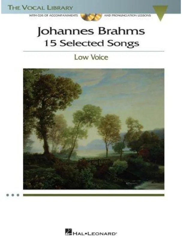 Vrácení Zdarma Johannes Brahms 15 Selected Songs - Low Voice (noty, hluboký hlas, klavír) (+audio)