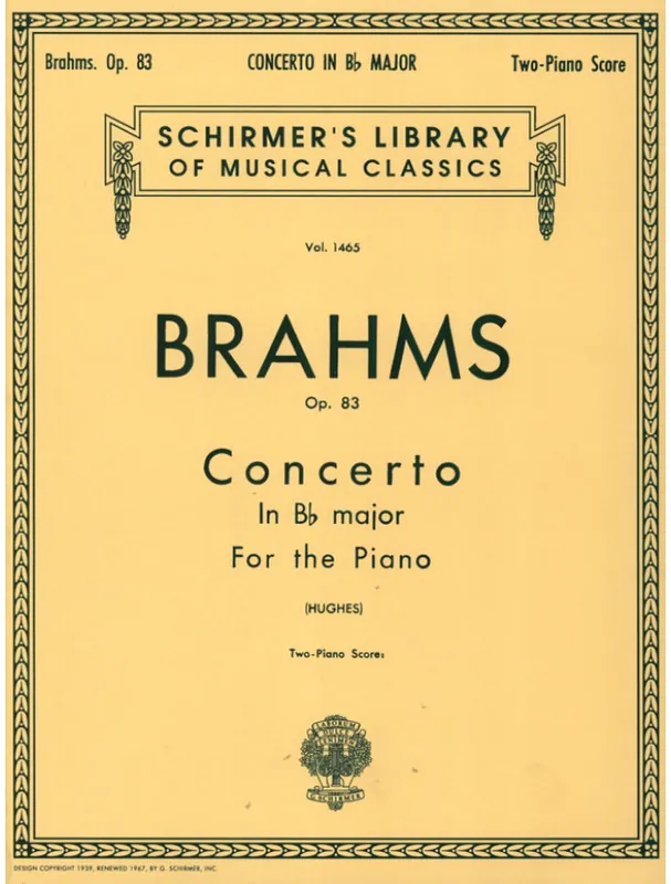 Vysoce Kvalitní Johannes Brahms Concerto No. 2 in Bb, Op. 83 (noty na čtyřruční klavír)