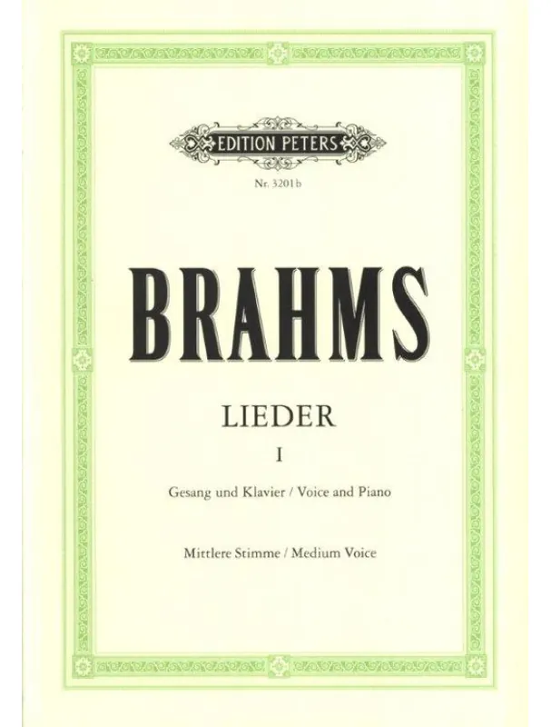 Vrácení Zdarma Johannes Brahms Lieder 1 - Medium Voice (noty na klavír, zpěv)