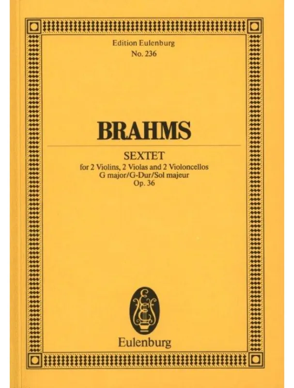 Odeslání Ihned Johannes Brahms Sextet Op 36 In G Major (noty, partitura)