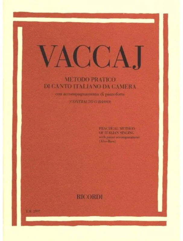 Nicola Vaccai Practical method of Italian singing - Alto/Bass (noty na klavír, zpěv) Nejlepší Volba