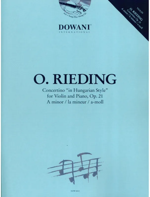 Oskar Rieding Concertino In Hungarian Style Op. 21 in A minor (noty na housle, klavír) (+audio) Tovární Cena