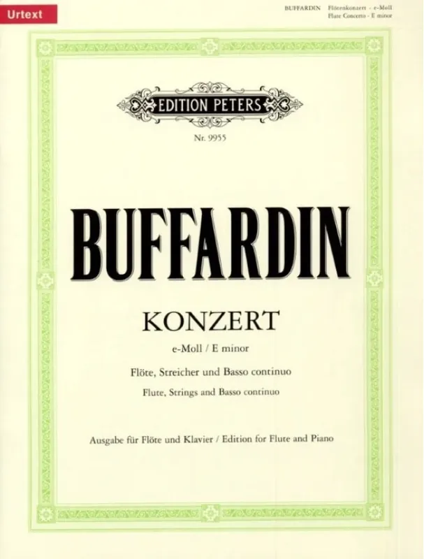 Pierre Gabriel Buffardin Konzert für Flöte, Streicher und BC e-Moll (noty na příčnou flétnu, klavír) Omezená Nabídka