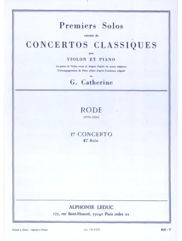 Pierre Rode 1st Concerto - 1st Solo (noty na housle, klavír) Nová Kolekce
