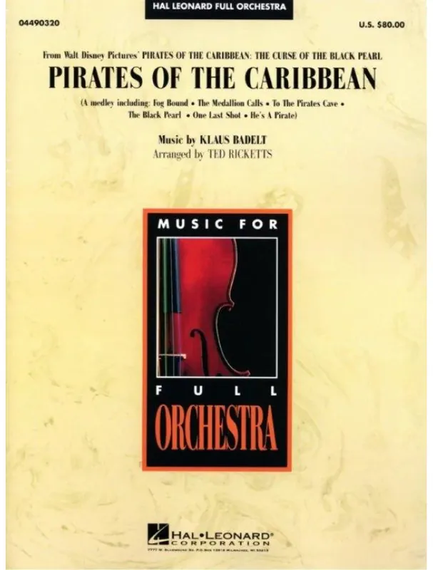 Vysoce Kvalitní Pirates of the Caribbean from The Curse of the Black Pearl (noty pro symfonický orchestr, party, partitura)