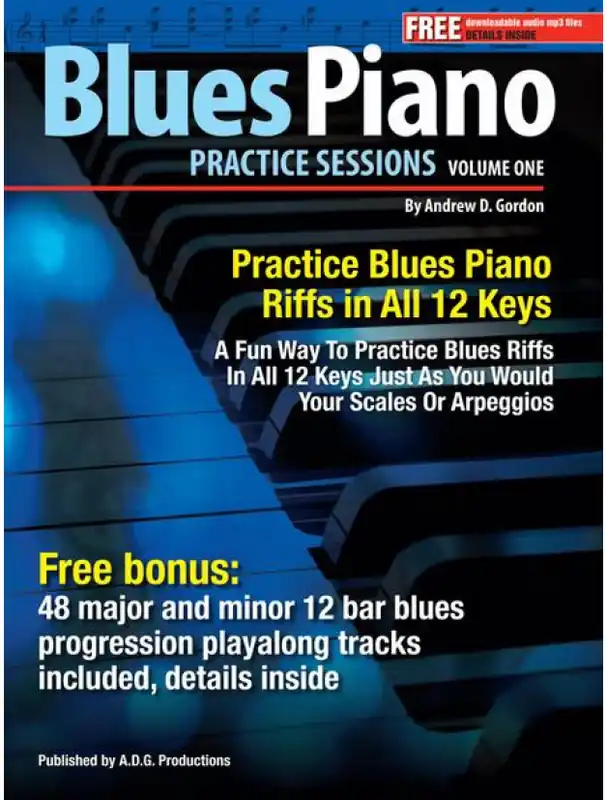 Akční Nabídka Practice Sessions 1 Blues Piano Riffs In All 12 Keys (noty na klavír) (+audio)