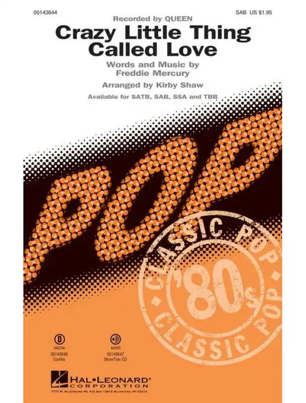 Queen Crazy Little Thing Called Love - SAB (noty na sborový zpěv, klavír) - SADA 5 ks Originální