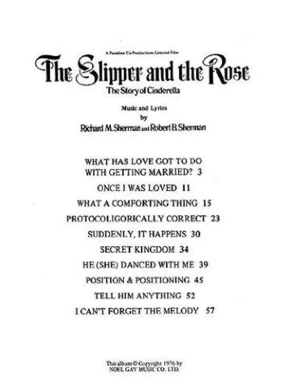 Richard/Robert Sherman Selections From ‘The Slipper And The Rose‘ (noty na klavír, zpěv, akordy na kytaru) Must-Have