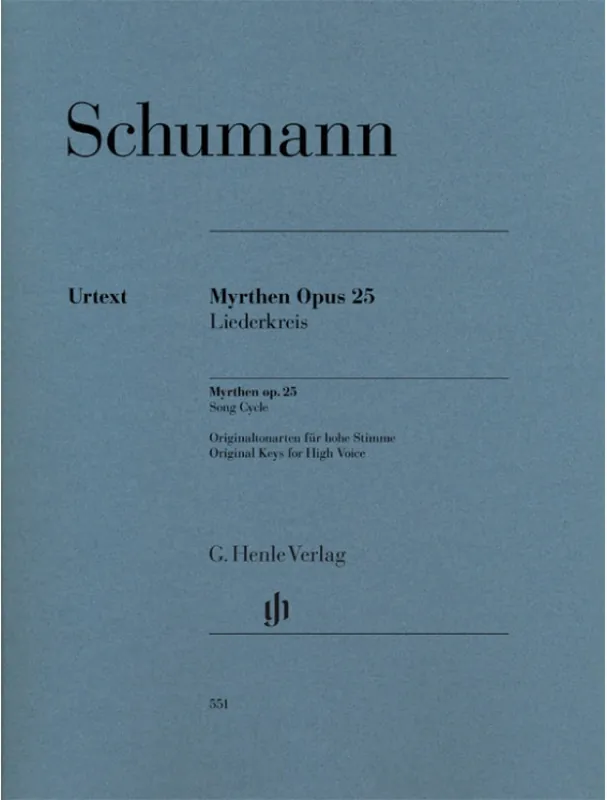 Robert Schumann Myrthen Op. 25, Song Cycle (noty na zpěv, vysoký hlas, klavír) Akční Nabídka