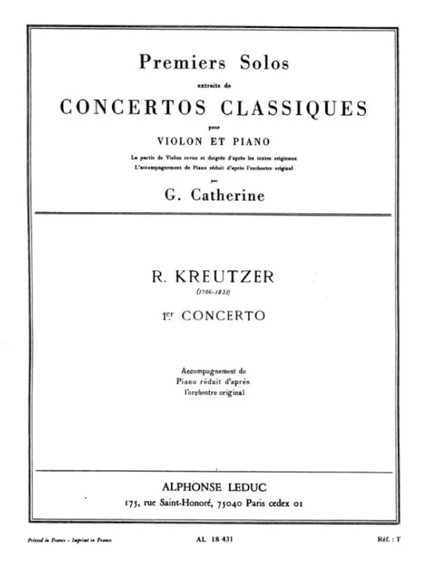 Rodolphe Kreutzer Concerto no. 1 (noty na housle, klavír) Časově Omezené