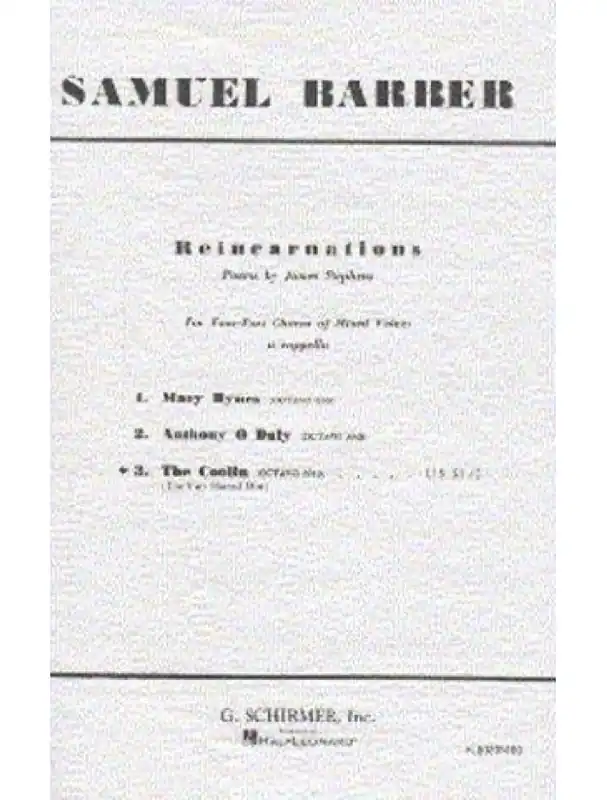 Nejlepší Cena Samuel Barber Reincarnations - The Coolin (noty na sborový zpěv SATB) - SADA 5 ks