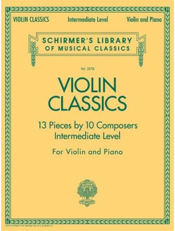 Schirmer‘s Library of Musical Classics Violin Classics - Intermediate Level (noty, housle, klavír) Přímo Od Výrobce