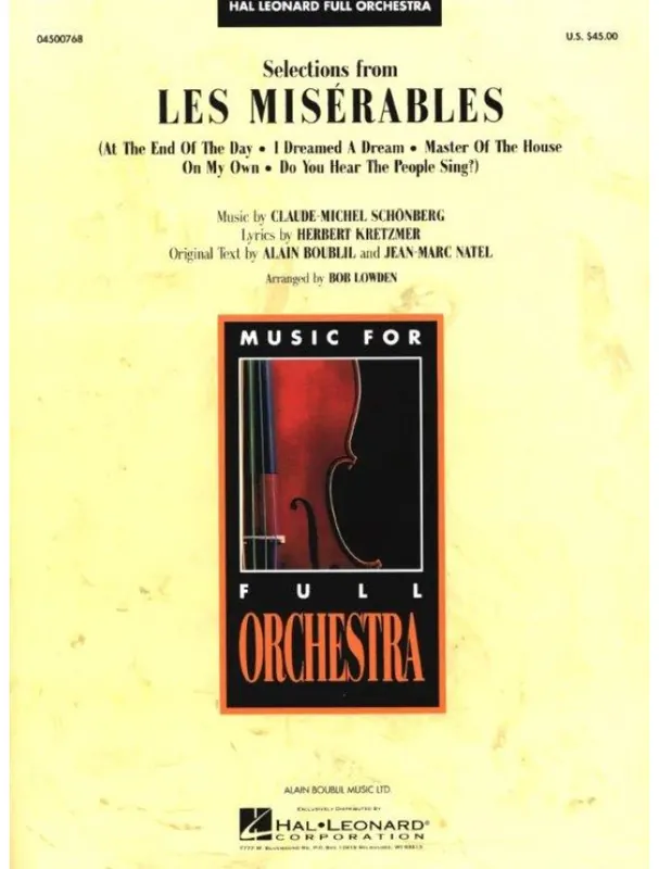 Selections from Les Miserables (noty pro symfonický orchestr, party, partitura) Speciální Cena