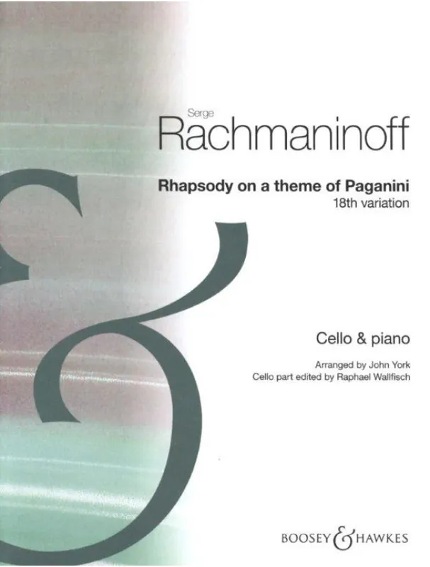 Sergej Rachmaninov Rhapsody on a Theme of Paganini - 18th Variation (noty na violoncello, klavír) Omezená Nabídka