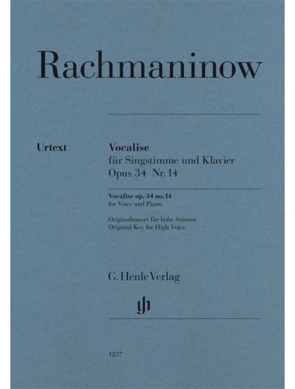 Pouze Dnes Sergej Rachmaninov Vocalise Op.34 No.14 (noty na zpěv, vysoký hlas, klavír)